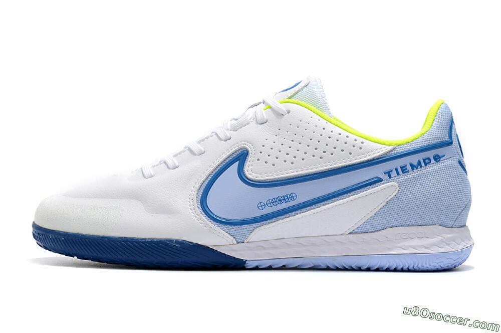 Nike React Tiempo Legend 9 Pro IC Indoor & Futsal Soccer Shoes - White/Blue/Yellow 2