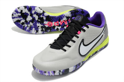 Nike React Tiempo Legend 9 Pro IC Indoor & Futsal Soccer Shoes - Grey/White/Black/Yellow