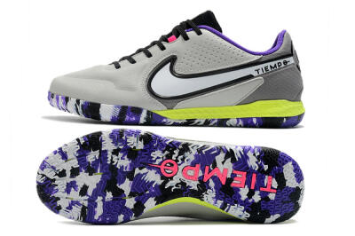 Nike React Tiempo Legend 9 Pro IC Indoor & Futsal Soccer Shoes - Grey/White/Black/Yellow