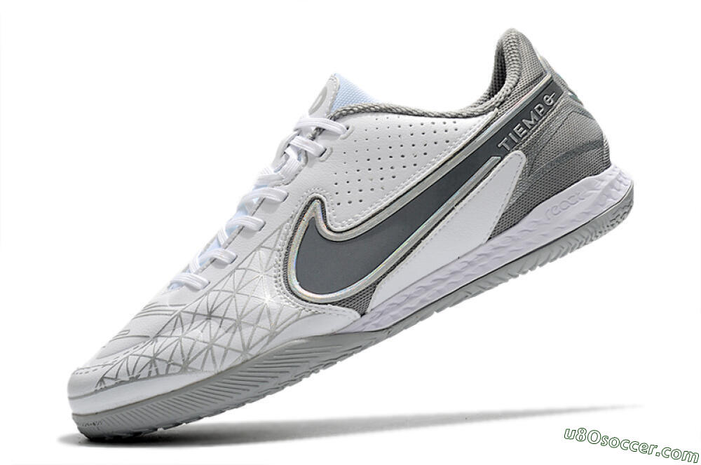 Nike React Tiempo Legend 9 Pro IC Indoor & Futsal Soccer Shoes - White/Silver/Grey 5