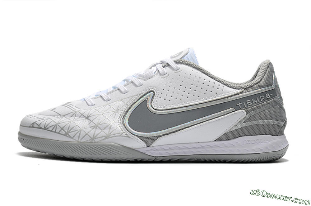 Nike React Tiempo Legend 9 Pro IC Indoor & Futsal Soccer Shoes - White/Silver/Grey 2
