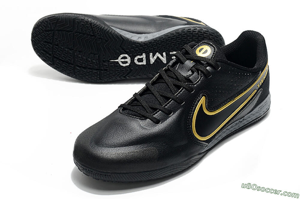 Nike React Tiempo Legend 9 Pro IC Indoor & Futsal Soccer Shoes - Black/Gold/White 3