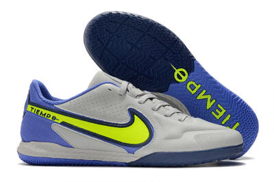 Nike React Tiempo Legend 9 Pro IC Indoor & Futsal Soccer Shoes - Grey/Yellow/Blue