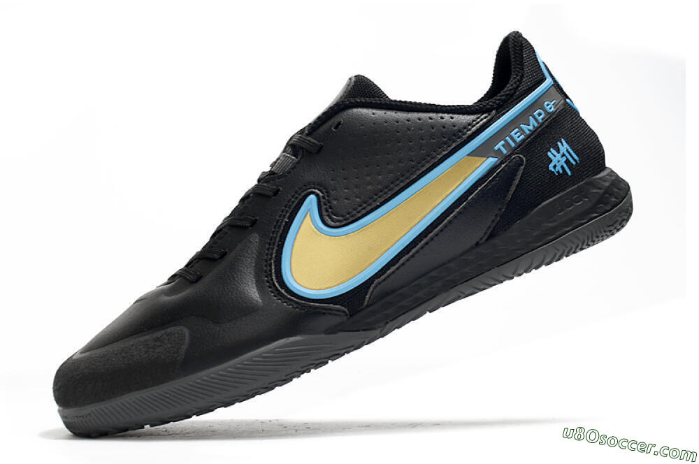Nike React Tiempo Legend 9 Pro IC Indoor & Futsal Soccer Shoes - Black/Gold/Blue 5