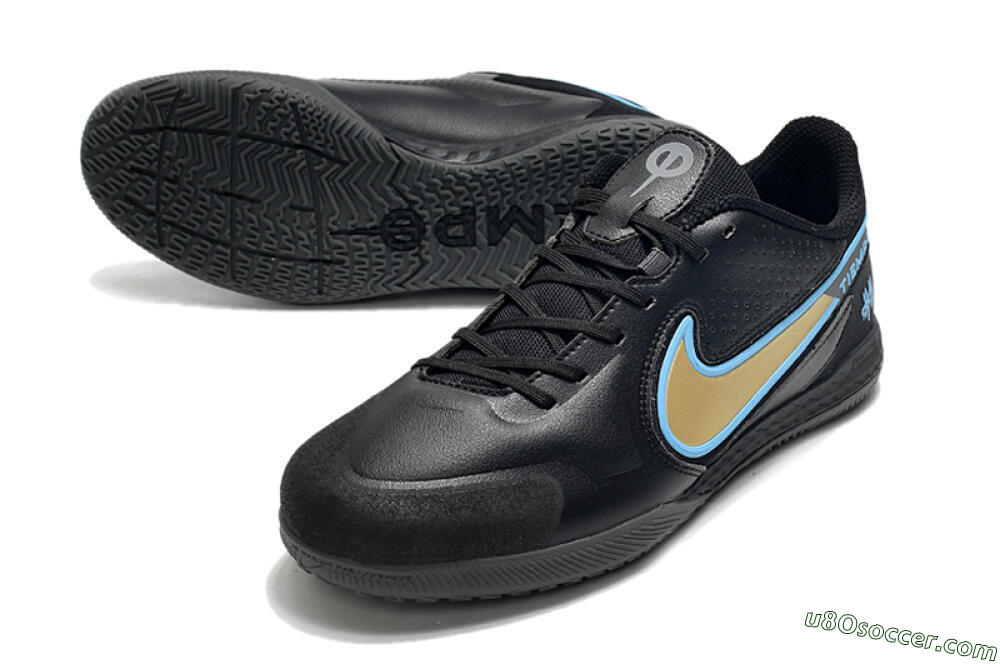 Nike React Tiempo Legend 9 Pro IC Indoor & Futsal Soccer Shoes - Black/Gold/Blue 3