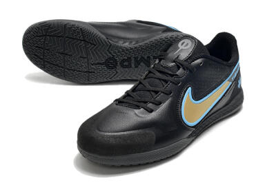 Nike React Tiempo Legend 9 Pro IC Indoor & Futsal Soccer Shoes - Black/Gold/Blue