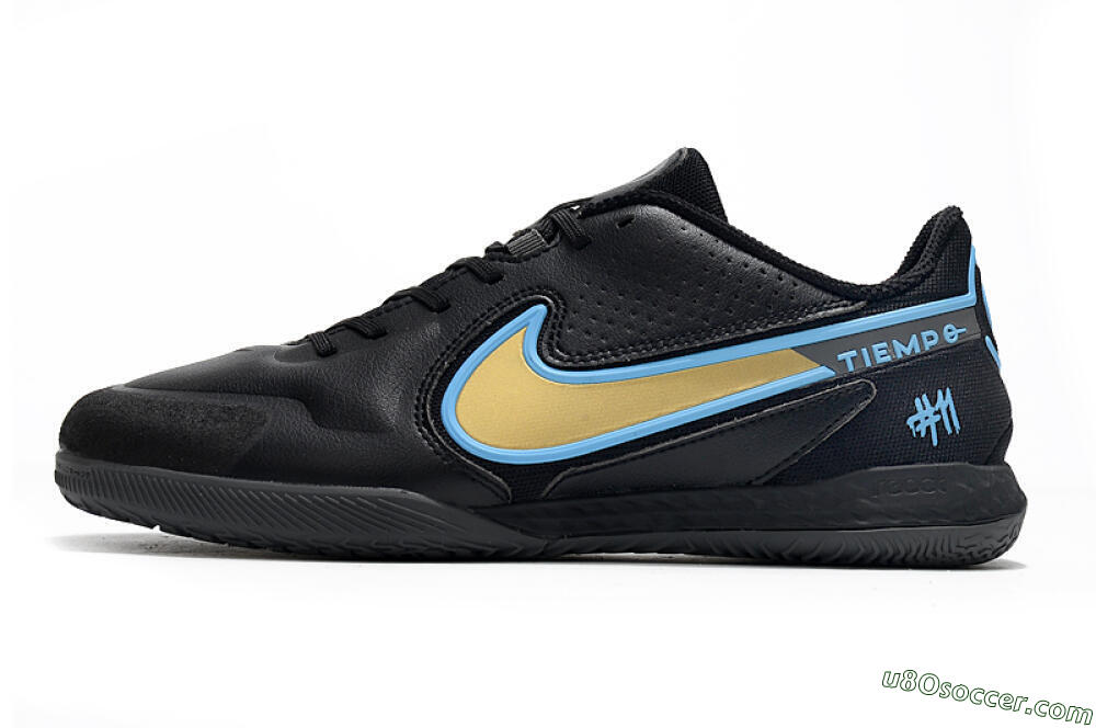 Nike React Tiempo Legend 9 Pro IC Indoor & Futsal Soccer Shoes - Black/Gold/Blue 2