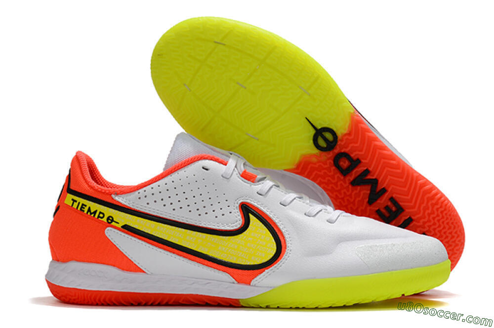 Nike React Tiempo Legend 9 Pro IC Indoor & Futsal Soccer Shoes - White/Yellow/Red 1