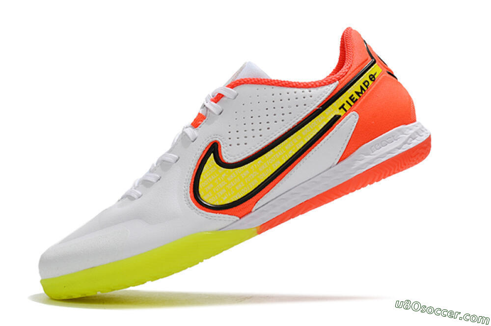Nike React Tiempo Legend 9 Pro IC Indoor & Futsal Soccer Shoes - White/Yellow/Red 5
