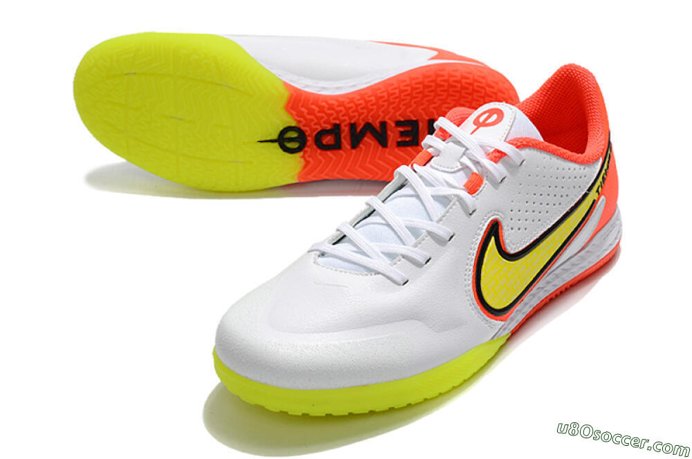 Nike React Tiempo Legend 9 Pro IC Indoor & Futsal Soccer Shoes - White/Yellow/Red 3