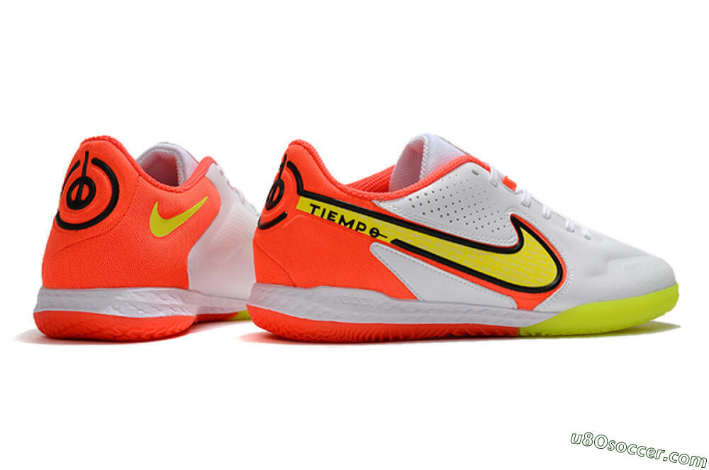 Nike React Tiempo Legend 9 Pro IC Indoor & Futsal Soccer Shoes - White/Yellow/Red 6