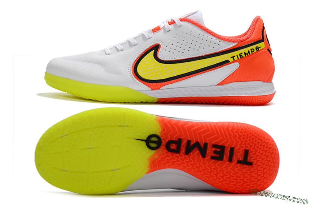 Nike React Tiempo Legend 9 Pro IC Indoor & Futsal Soccer Shoes - White/Yellow/Red 0
