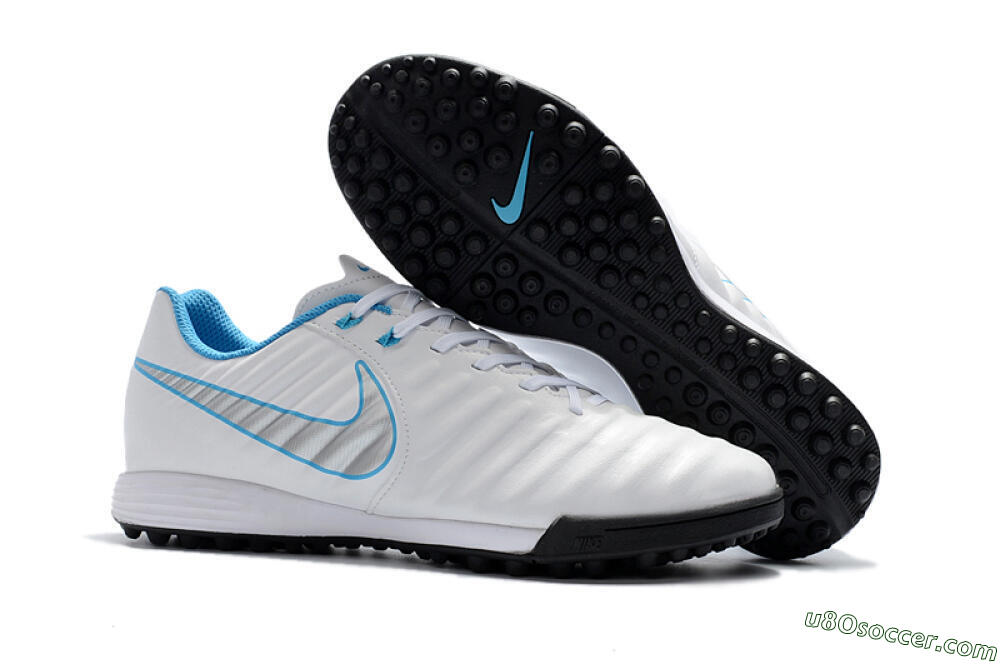 Nike Tiempox Ligera IV TF Artificial Turf Soccer Shoes - White/Silver/Blue 1