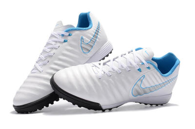 Nike Tiempox Ligera IV TF Artificial Turf Soccer Shoes - White/Silver/Blue