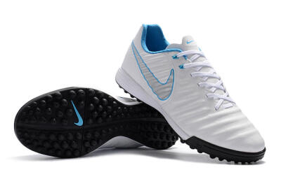 Nike Tiempox Ligera IV TF Artificial Turf Soccer Shoes - White/Silver/Blue