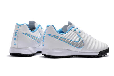 Nike Tiempox Ligera IV TF Artificial Turf Soccer Shoes - White/Silver/Blue