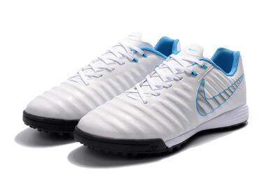 Nike Tiempox Ligera IV TF Artificial Turf Soccer Shoes - White/Silver/Blue