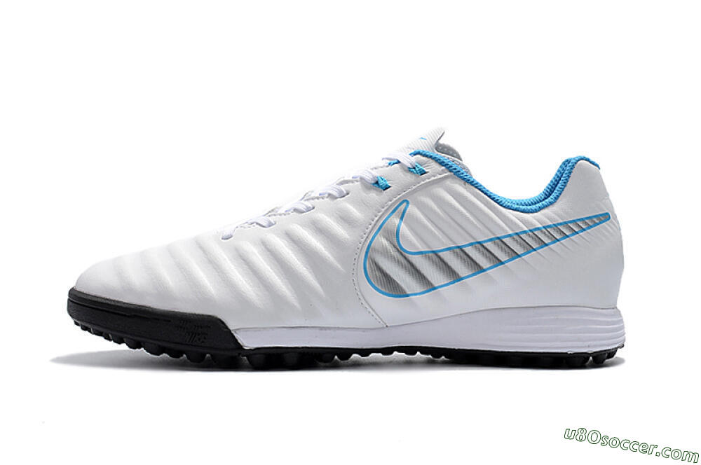Nike Tiempox Ligera IV TF Artificial Turf Soccer Shoes - White/Silver/Blue 2