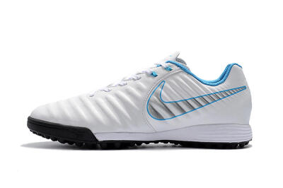 Nike Tiempox Ligera IV TF Artificial Turf Soccer Shoes - White/Silver/Blue