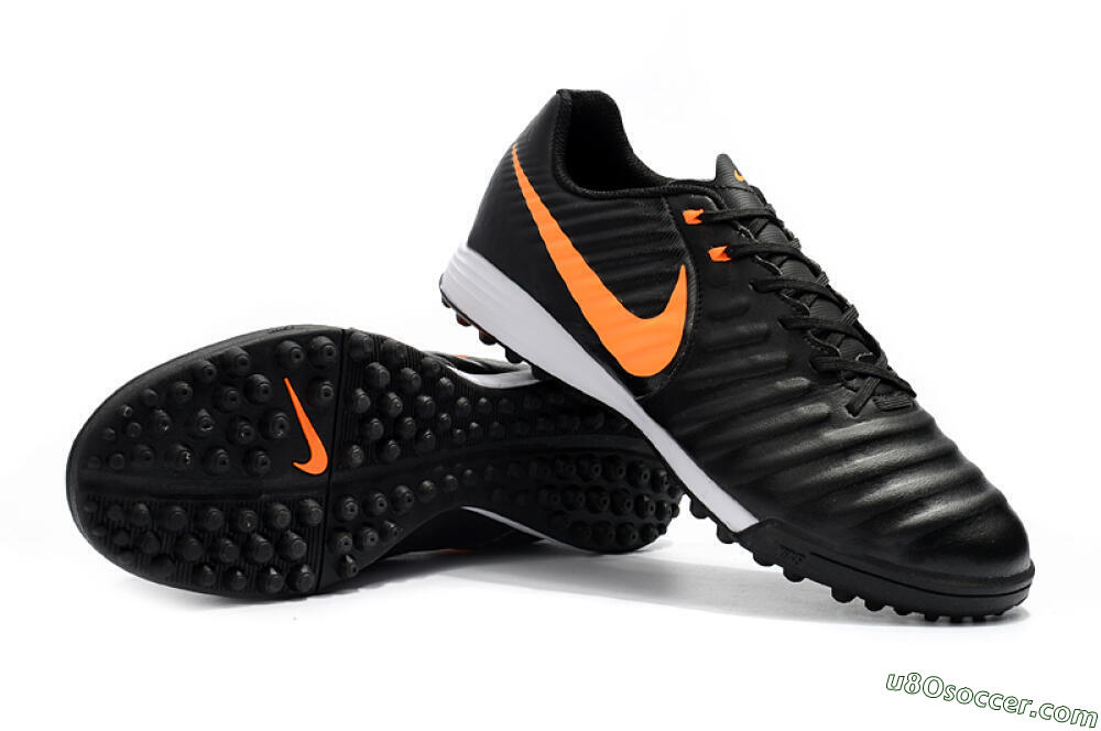 Nike Tiempox Ligera IV TF Artificial Turf Soccer Shoes - Black/Orange/White 4