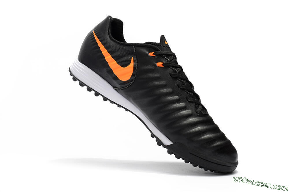 Nike Tiempox Ligera IV TF Artificial Turf Soccer Shoes - Black/Orange/White 7