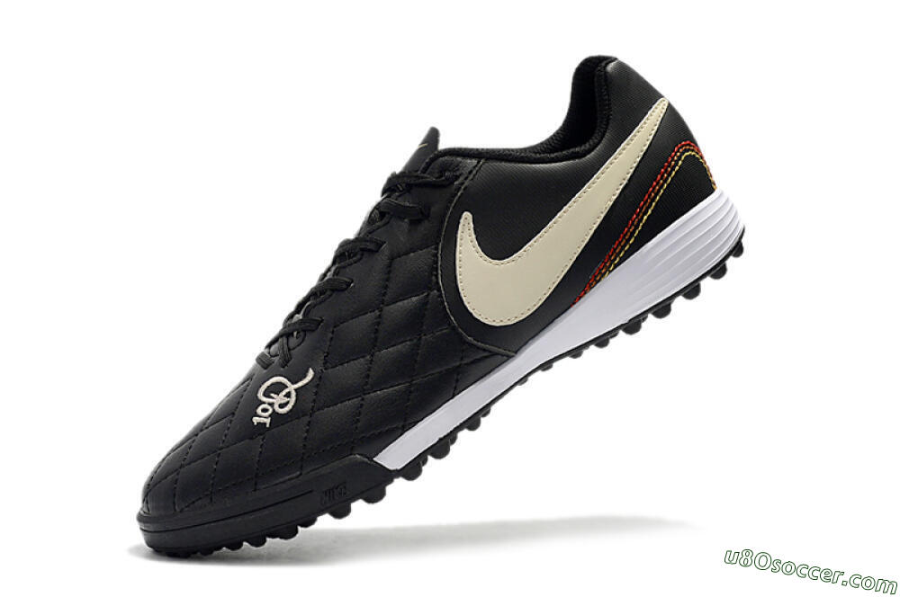 Nike Tiempox Finale 10R TF Artificial Turf Soccer Shoes - Black/Beige/White 8