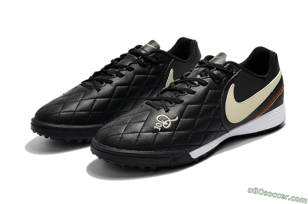 Nike Tiempox Finale 10R TF Artificial Turf Soccer Shoes - Black/Beige/White 5