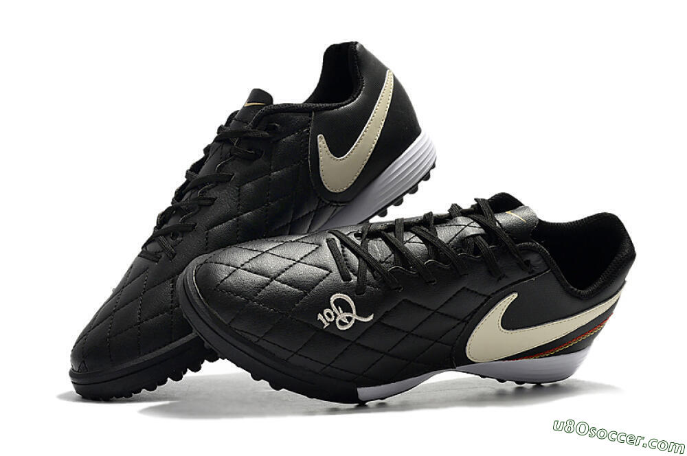 Nike Tiempox Finale 10R TF Artificial Turf Soccer Shoes - Black/Beige/White 6