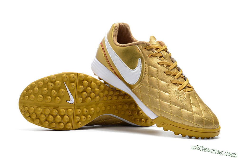 Nike Tiempox Finale 10R TF Artificial Turf Soccer Shoes - Gold/White 4