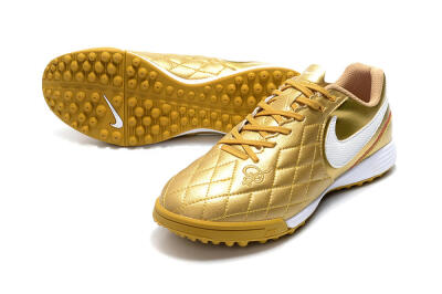 Nike Tiempox Finale 10R TF Artificial Turf Soccer Shoes - Gold/White