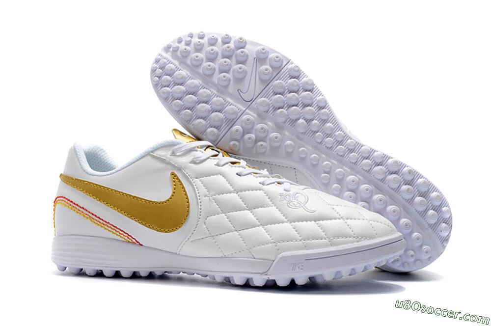 Nike Tiempox Finale 10R TF Artificial Turf Soccer Shoes - White/Gold/Red 1