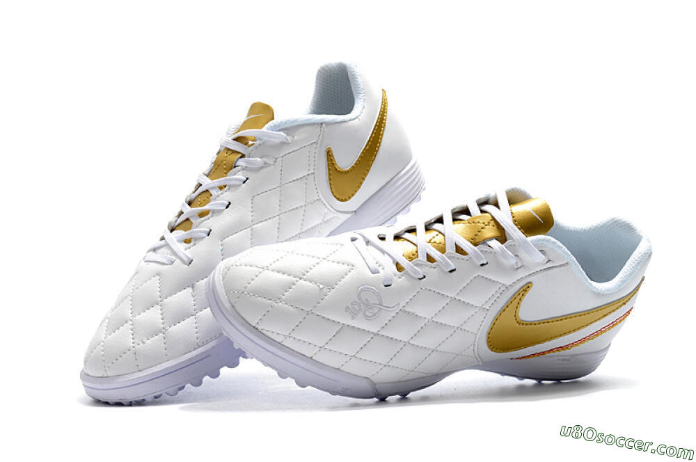 Nike Tiempox Finale 10R TF Artificial Turf Soccer Shoes - White/Gold/Red 6