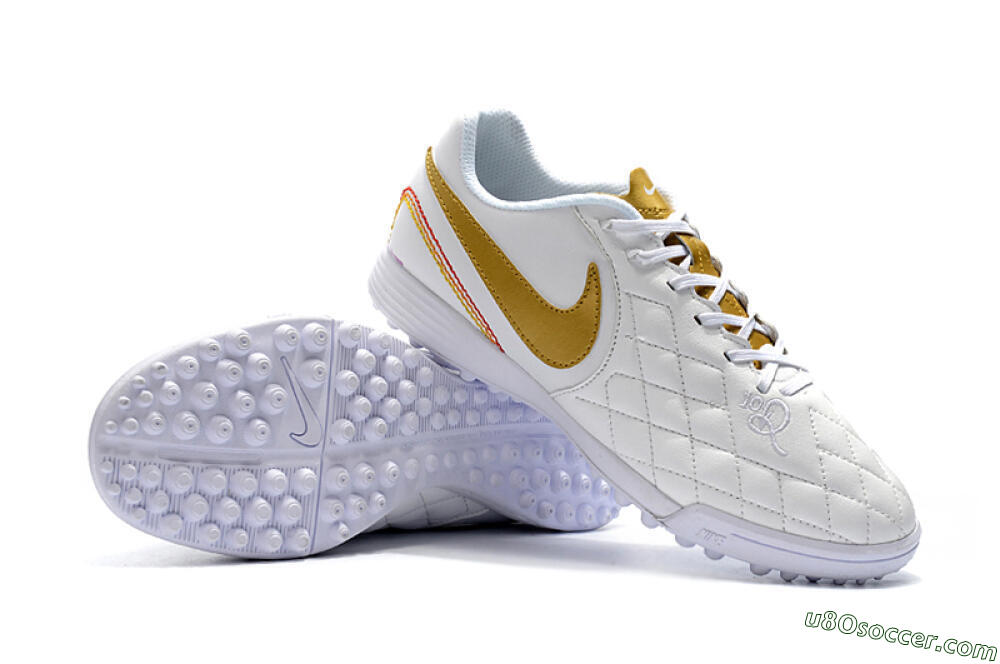 Nike Tiempox Finale 10R TF Artificial Turf Soccer Shoes - White/Gold/Red 4