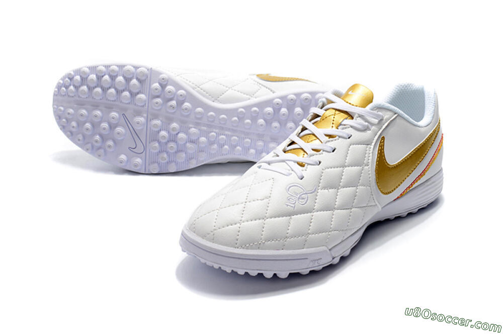 Nike Tiempox Finale 10R TF Artificial Turf Soccer Shoes - White/Gold/Red 3