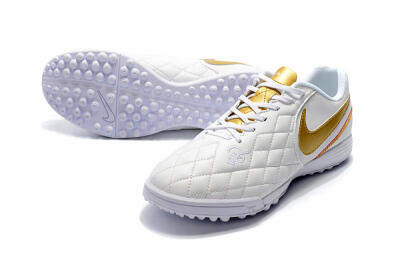 Nike Tiempox Finale 10R TF Artificial Turf Soccer Shoes - White/Gold/Red