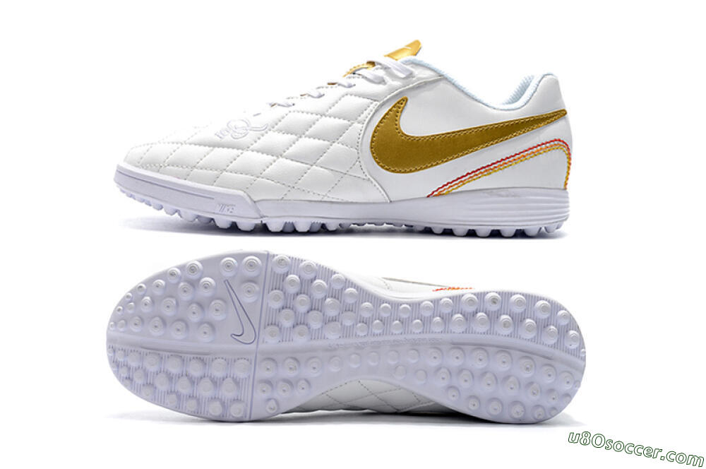 Nike Tiempox Finale 10R TF Artificial Turf Soccer Shoes - White/Gold/Red 0