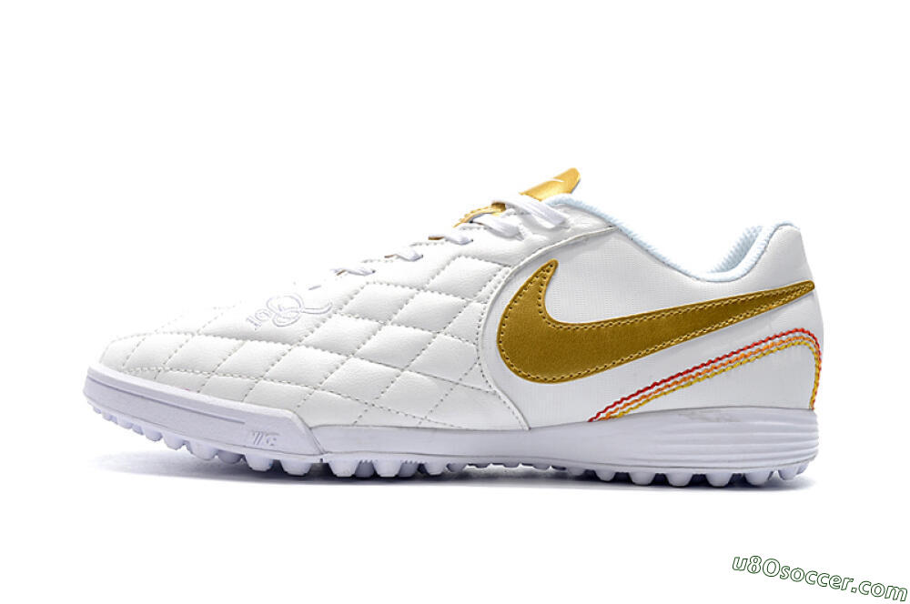 Nike Tiempox Finale 10R TF Artificial Turf Soccer Shoes - White/Gold/Red 2