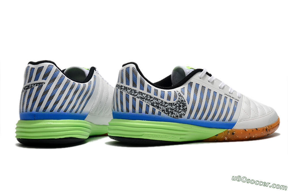 Nike Lunar Gato 2 IC Indoor & Futsal Soccer Shoes - White/Black/Blue/Yellow 6