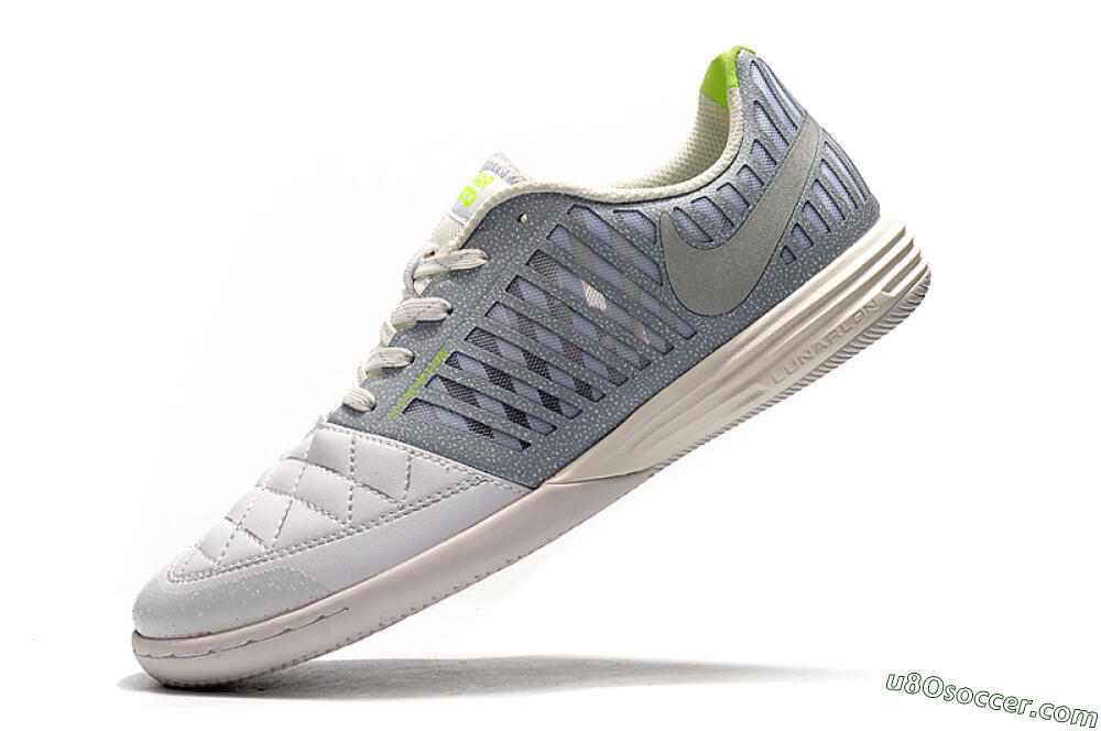 Nike Lunar Gato 2 IC Indoor & Futsal Soccer Shoes - White/Grey/Silver 8