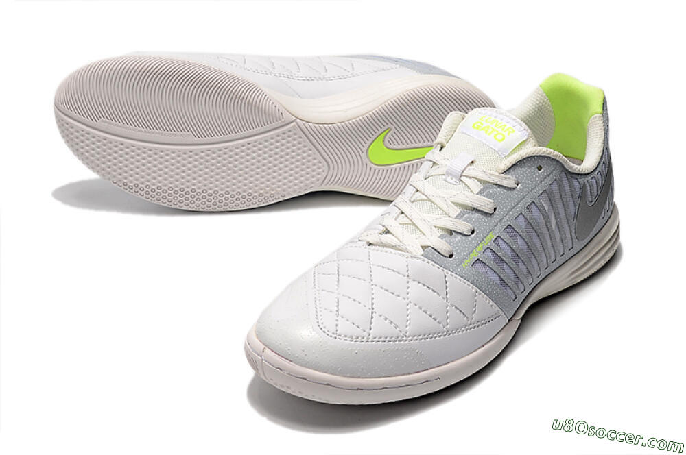 Nike Lunar Gato 2 IC Indoor & Futsal Soccer Shoes - White/Grey/Silver 3
