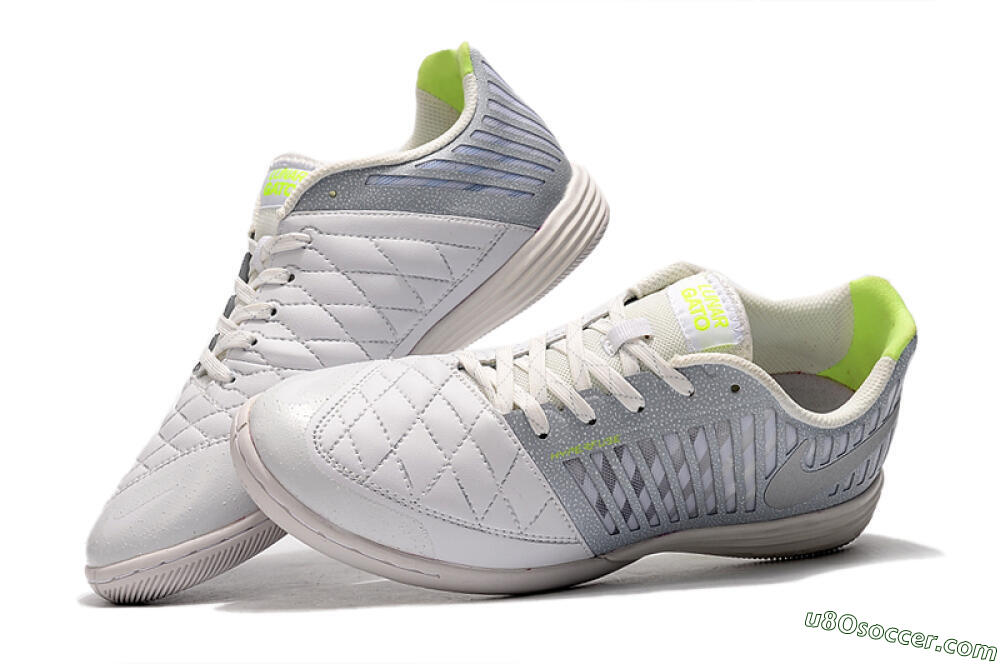 Nike Lunar Gato 2 IC Indoor & Futsal Soccer Shoes - White/Grey/Silver 6