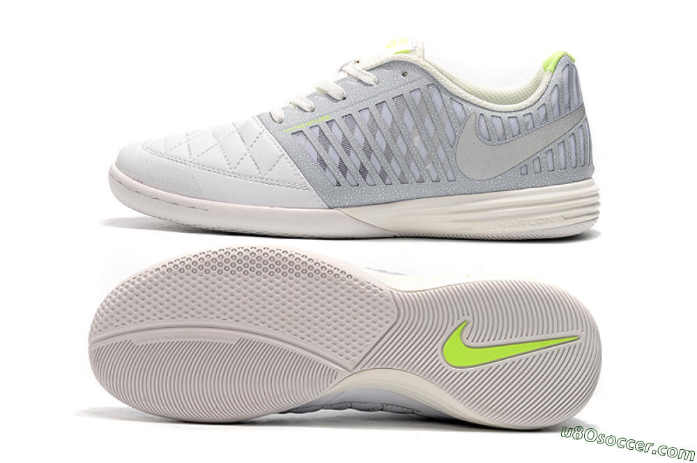 Nike Lunar Gato 2 IC Indoor & Futsal Soccer Shoes - White/Grey/Silver 0