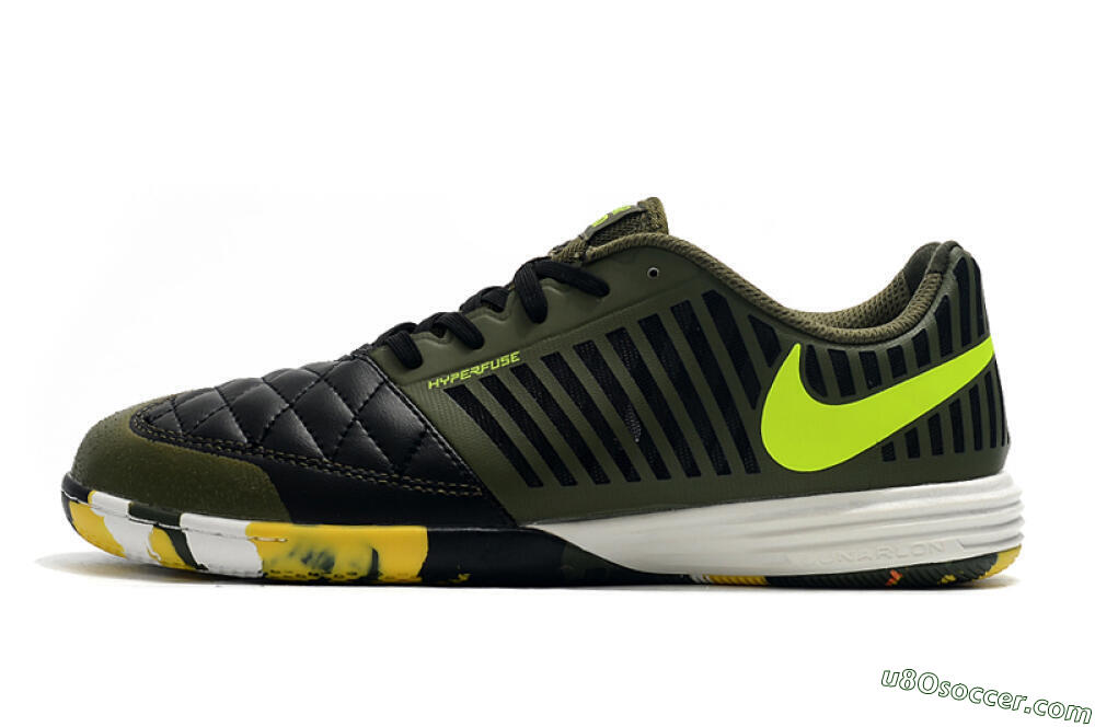 Nike Lunar Gato 2 IC Indoor & Futsal Soccer Shoes - Black/Green/Yellow 2