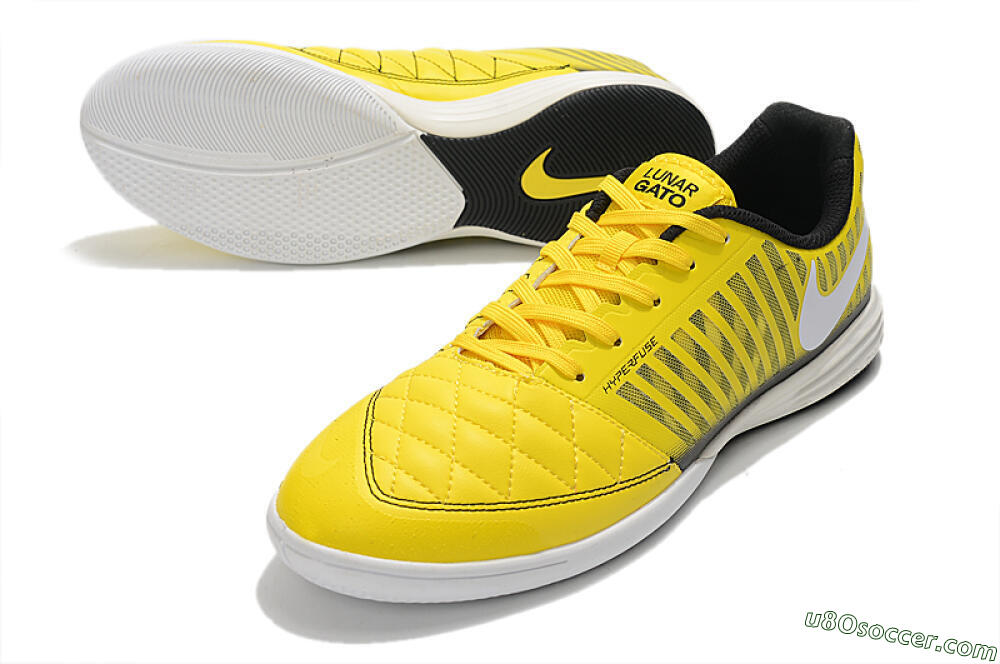 Nike Lunar Gato 2 IC Indoor & Futsal Soccer Shoes - Yellow/Black/White 3