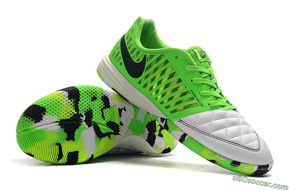 Nike Lunar Gato 2 IC Indoor & Futsal Soccer Shoes - White/Green/Black 4