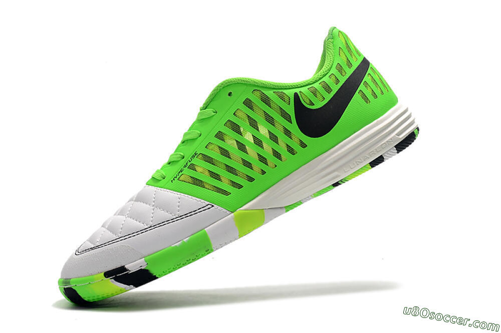 Nike Lunar Gato 2 IC Indoor & Futsal Soccer Shoes - White/Green/Black 8
