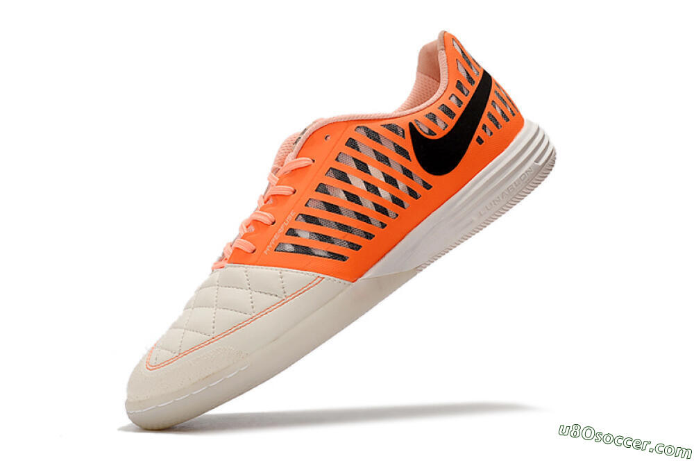 Nike Lunar Gato 2 IC Indoor & Futsal Soccer Shoes - White/Orange/Black 8