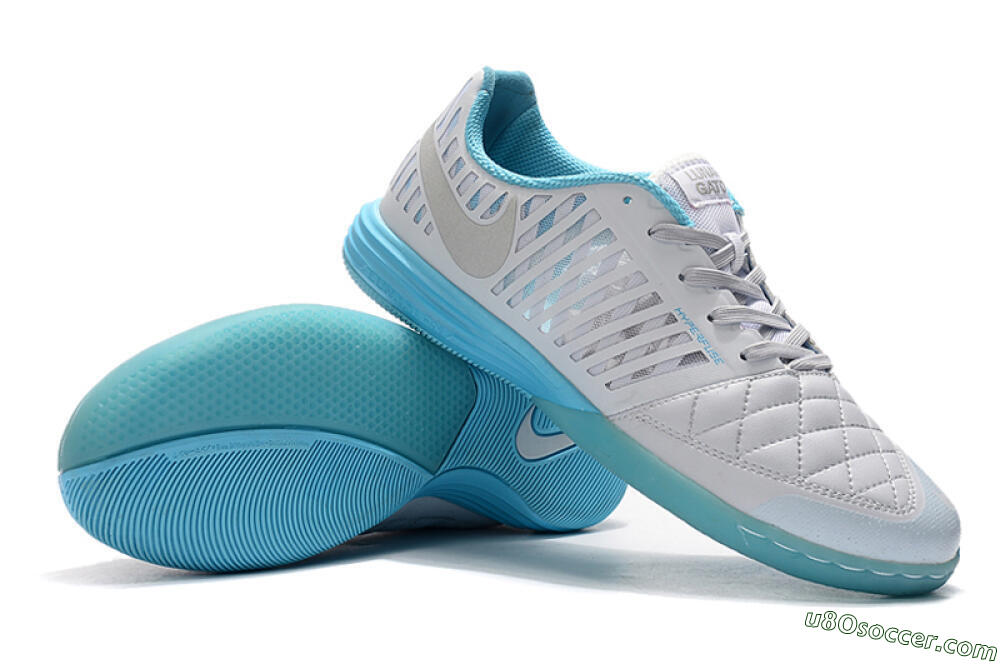Nike Lunar Gato 2 IC Indoor & Futsal Soccer Shoes - White/Silver/Jade 3