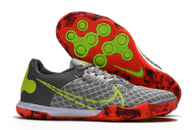 Nike React Gato IC Indoor & Futsal Soccer Shoes - Grey/Red/Yellow