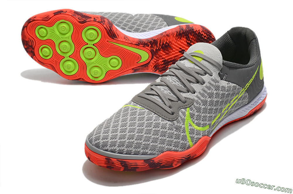 Nike React Gato IC Indoor & Futsal Soccer Shoes - Grey/Red/Yellow 3